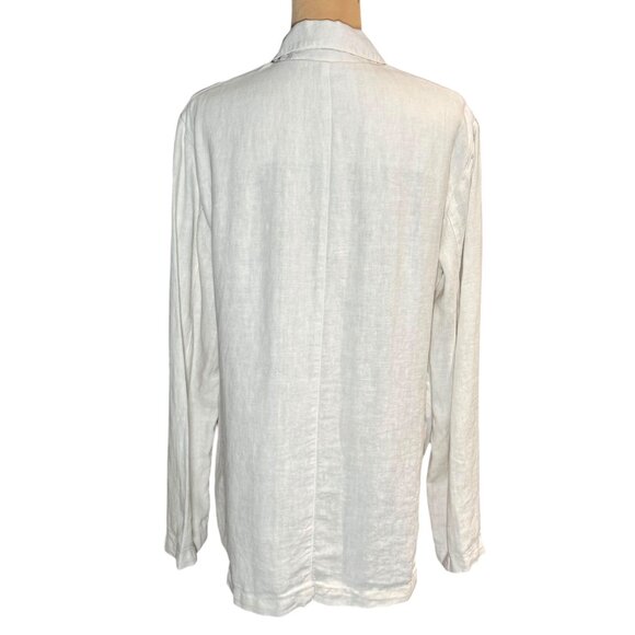 Velvet by Graham & Spencer Lenny Linen Blazer SZ L Cream Relaxed Fit Minimalist - Picture 4 of 12